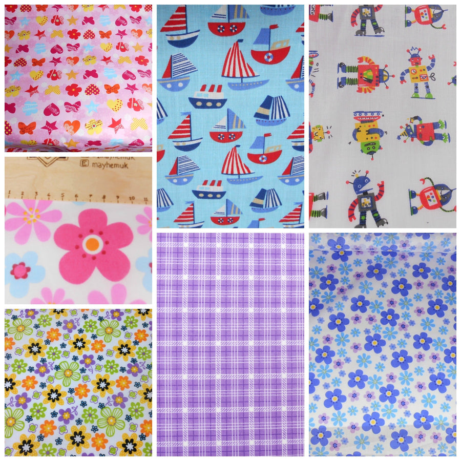 Various poly cotton prints for an economic cheap fabric for your dressmaking projects