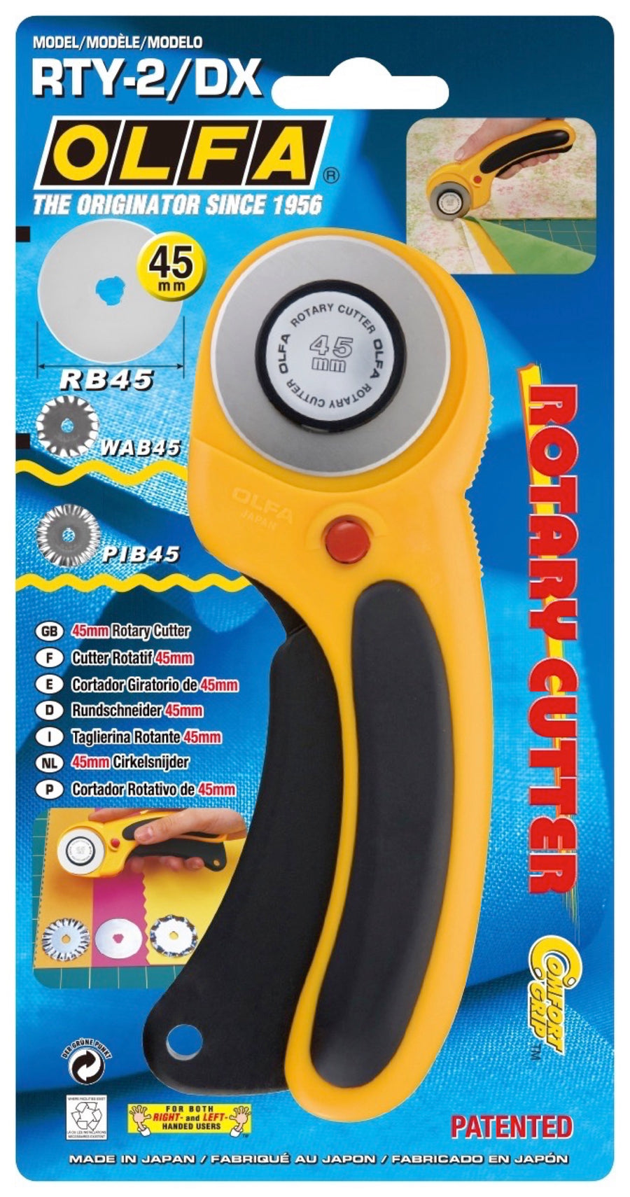 OLFA RTY-/DX deluxe ergonomic rotary cutter in 45mm