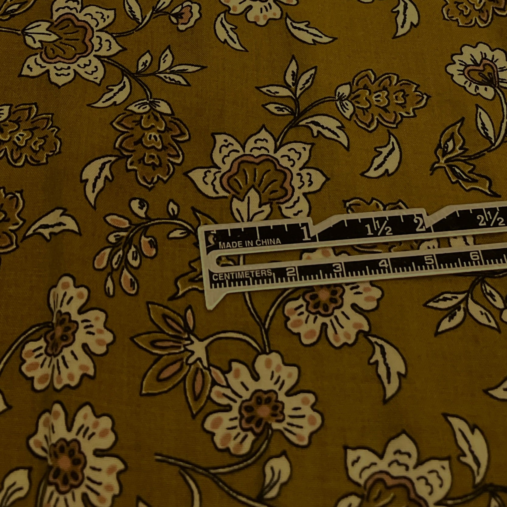 mustartd floral viscose fabric for your dresses, skirts and blouses, excellent drape