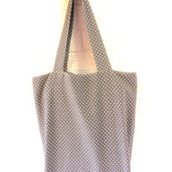 Grey spotted canvas lined tote bag