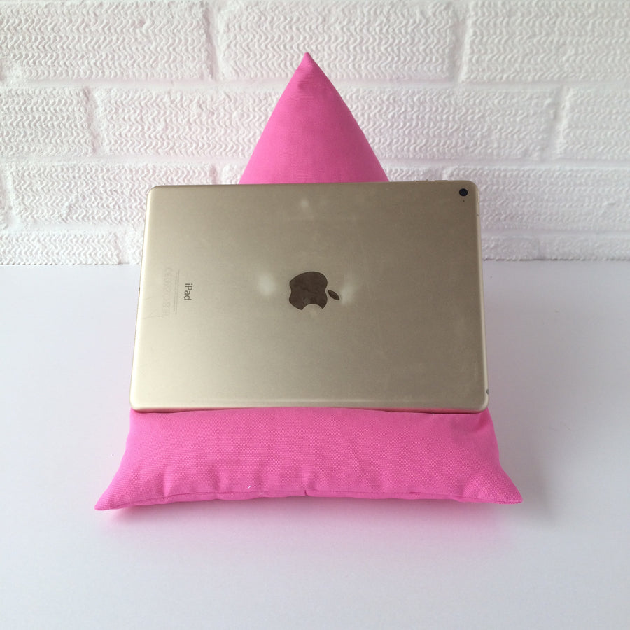 Cerise pink canvas bean bag tablet or ipholder