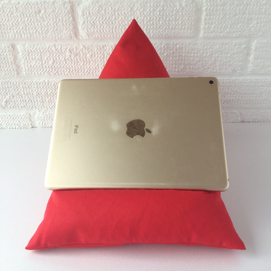 Red drill bean bag style ipad or tablet holder