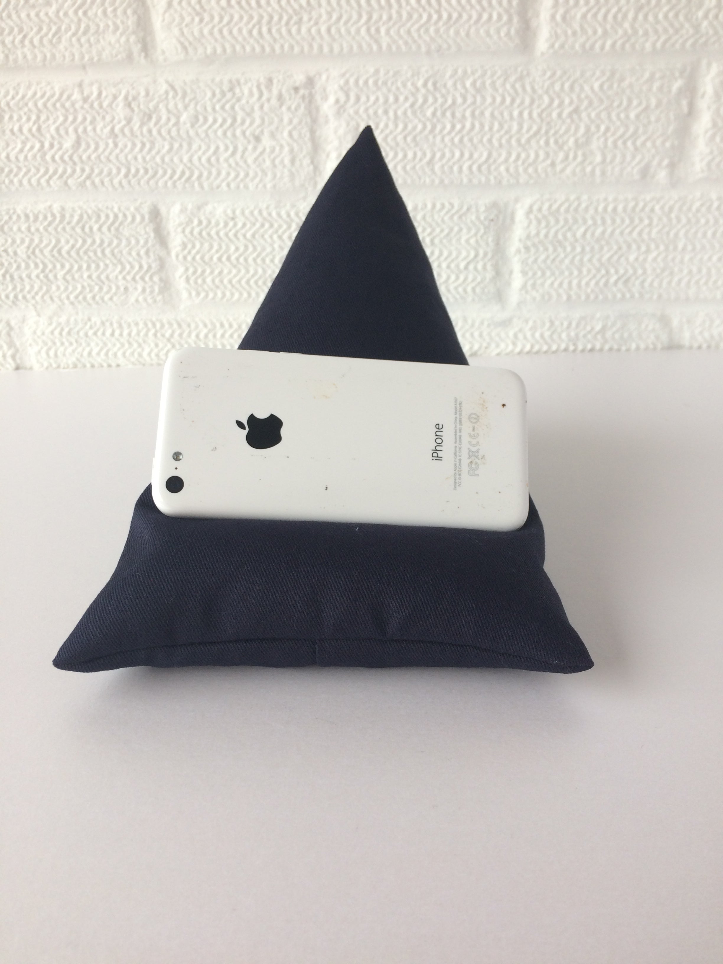 navy blue iphone or smart phone bean bag holder