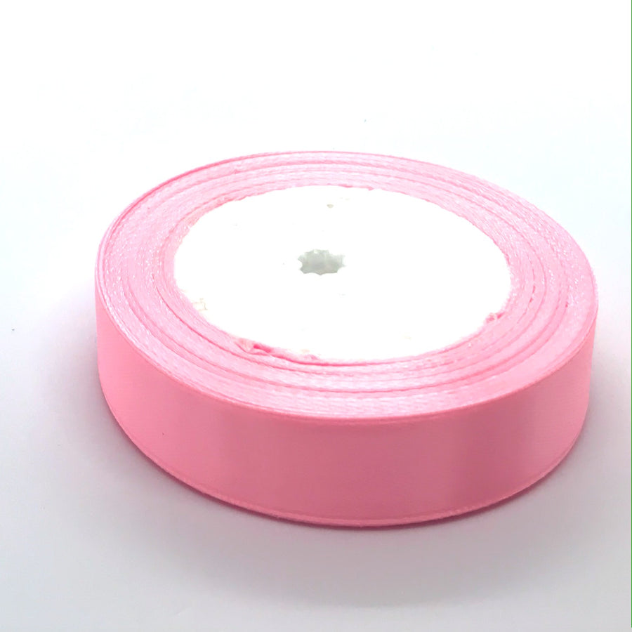 Pink single faced satin ribbon for crafts like cake making, ribbon flowers