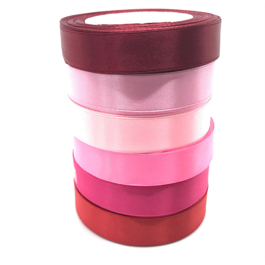 all pinks stack of single faced ribbon for crafts and ribbon making