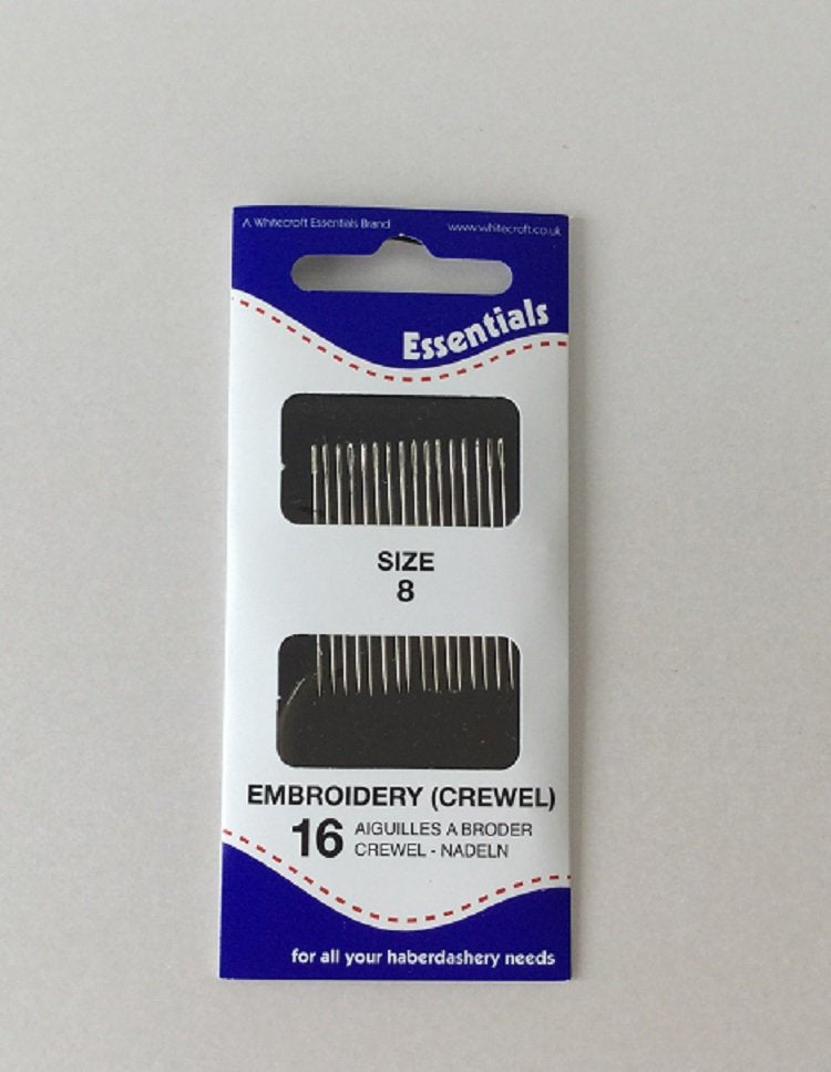 Hand embroidery needles in size 8 by Essentials