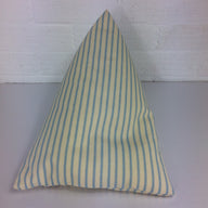 ipad or tablet bean bag holder with a light blue ticking canvas fabric