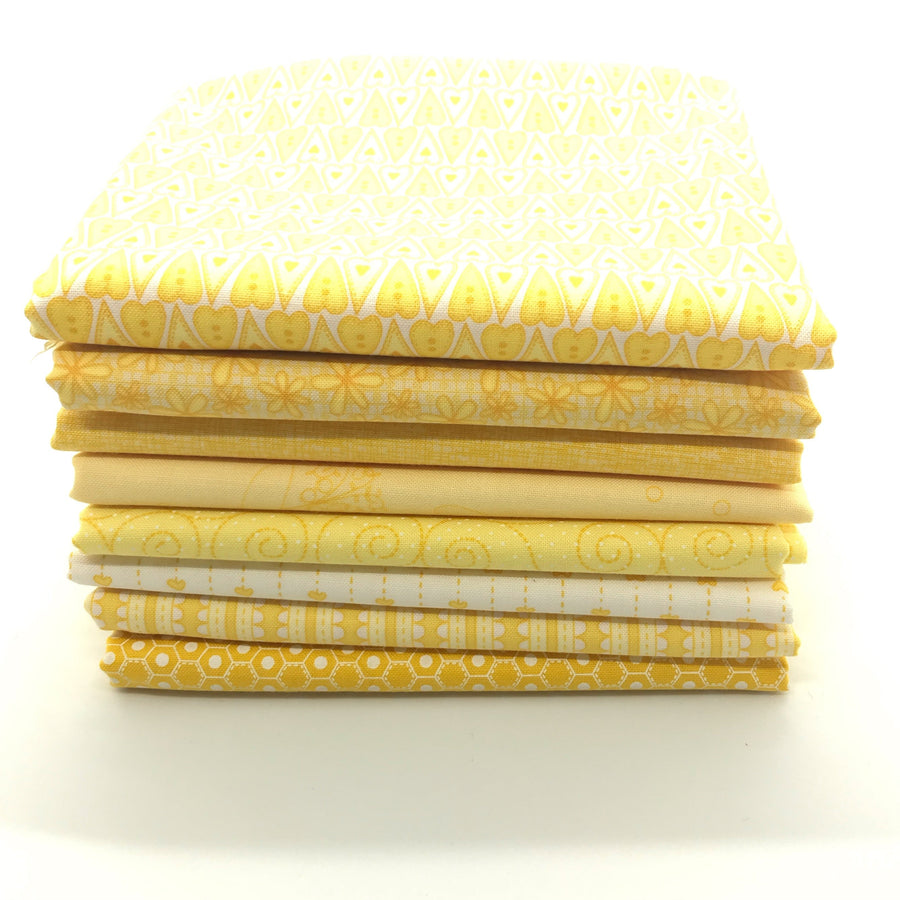 Fat quarter bundles of yellow Red Rooster cotton fabric