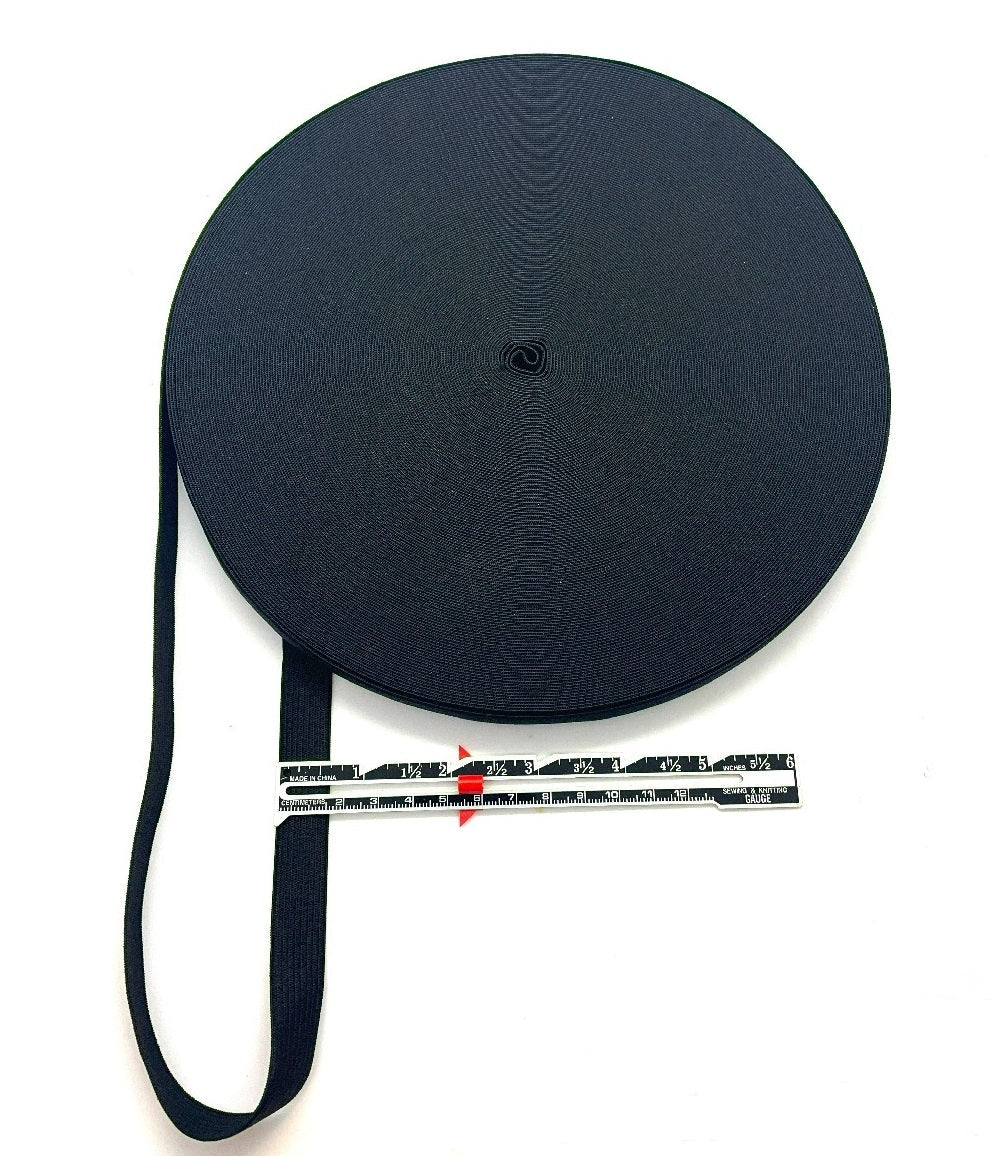 Black Flat Woven Elastic – 15mm (5/8″) – Sold by the Metre