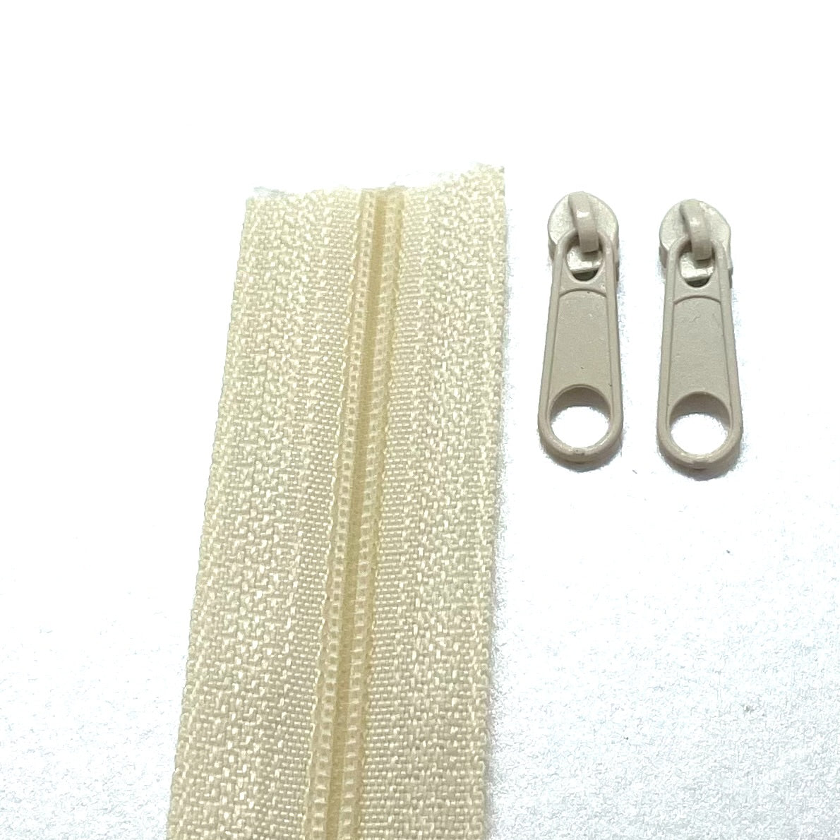 cream continuous long chain zipper tape and sliders