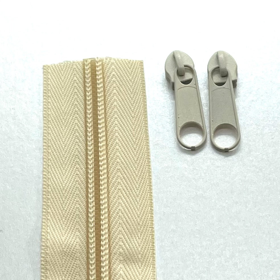 cream continuous long chain zipper tape and sliders