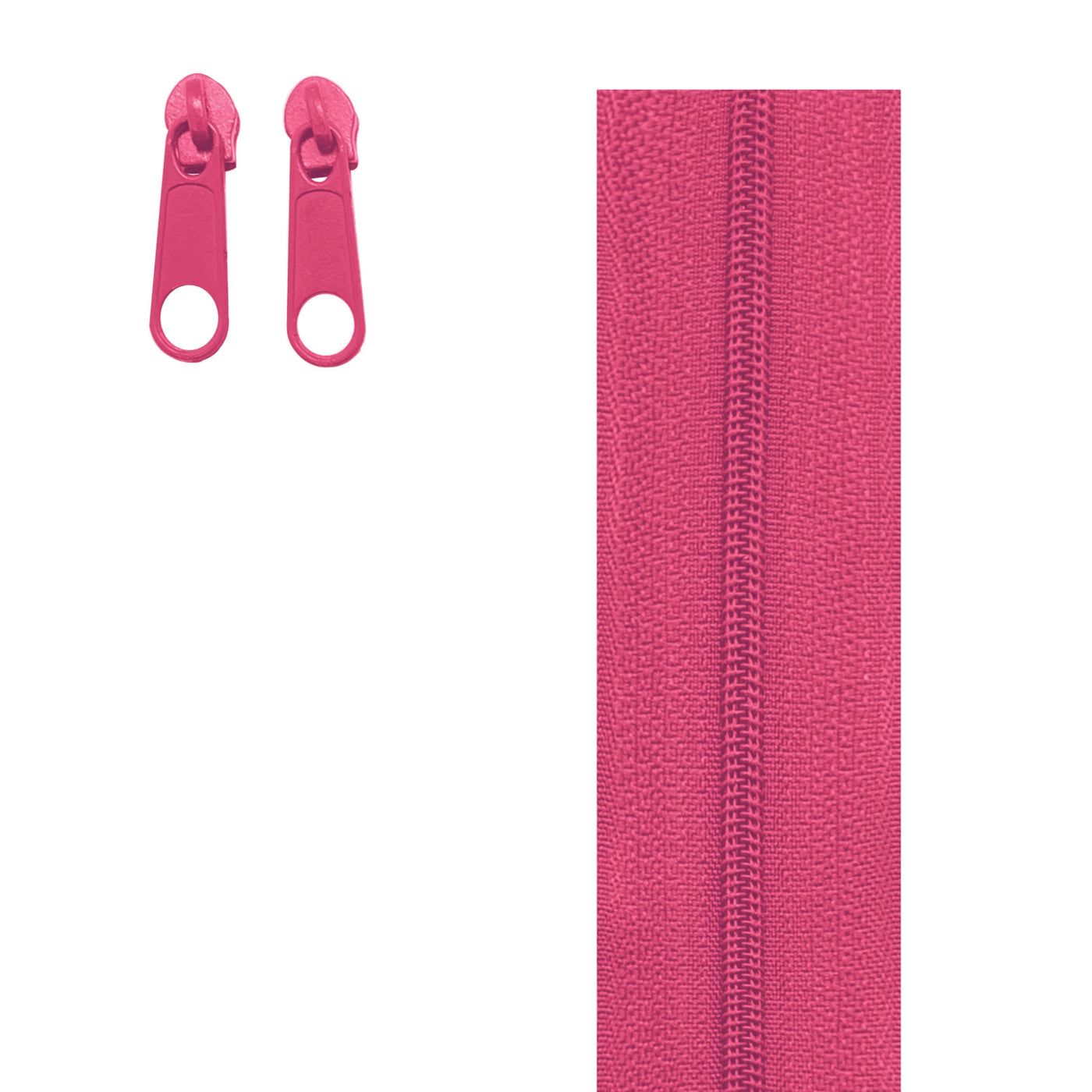 Cerise pink continuous standard tape and sliders ideal for craft projects and to make your own size zip