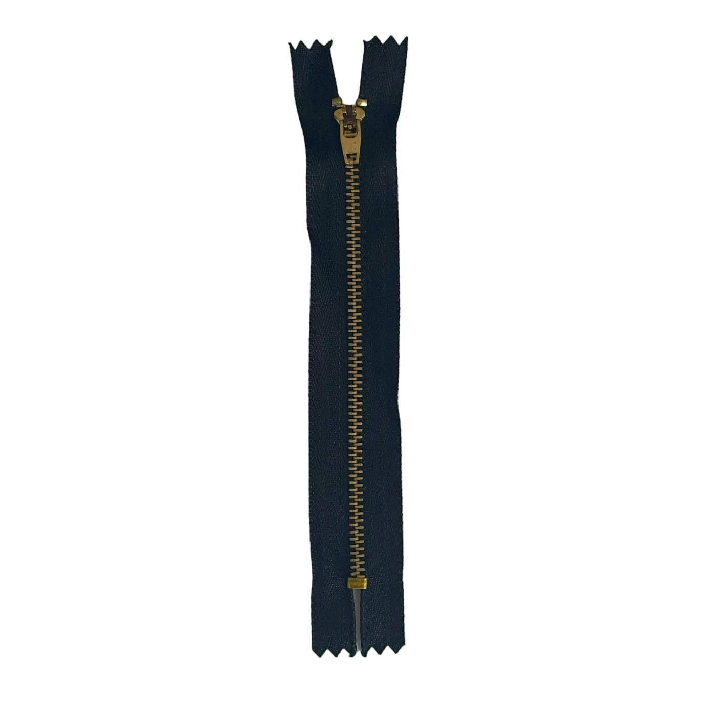 Black & Gold Metal Jean Zip – Closed End – 15cm (6")