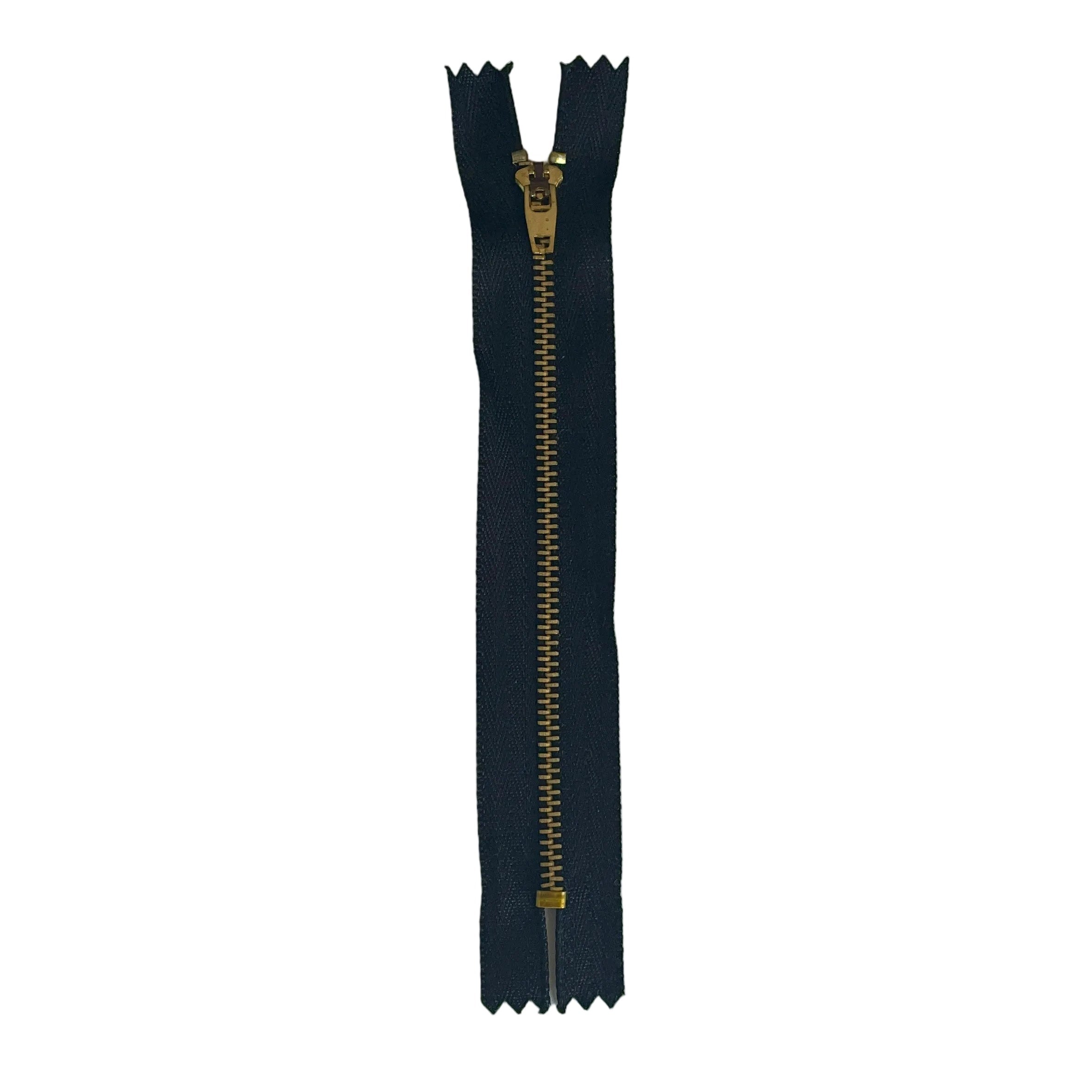 Black & Gold Metal Jean Zip – Closed End – 15cm (6")