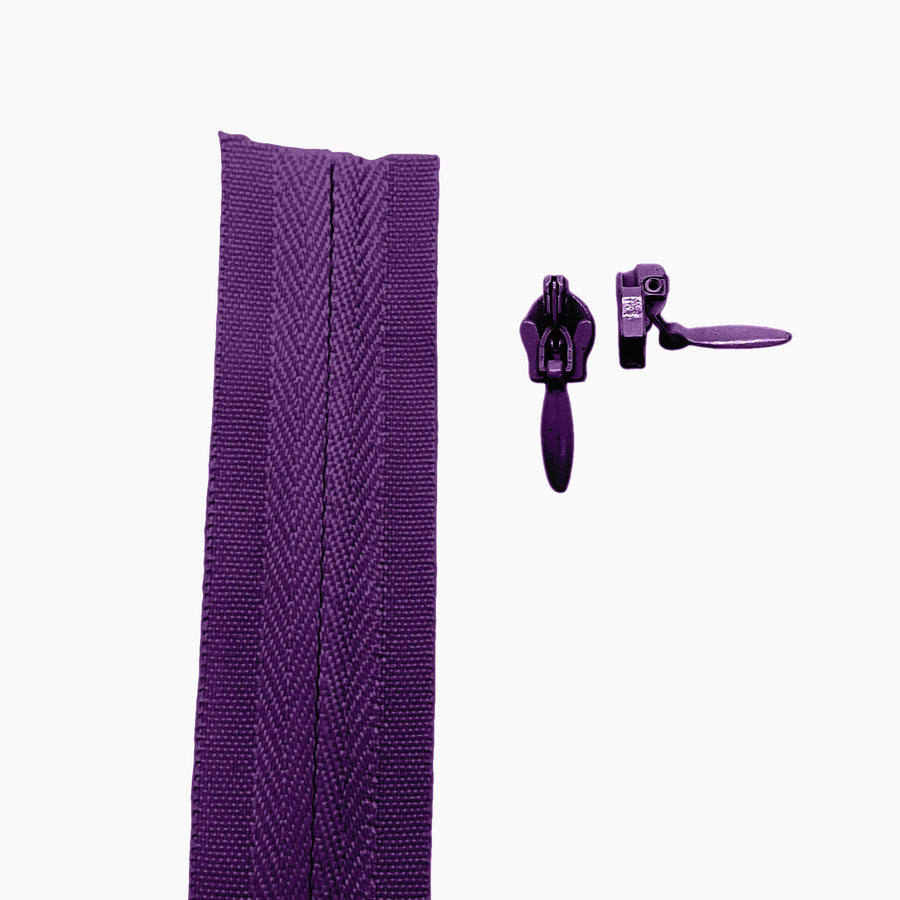 purple continuous invisible long chain tape and sliders