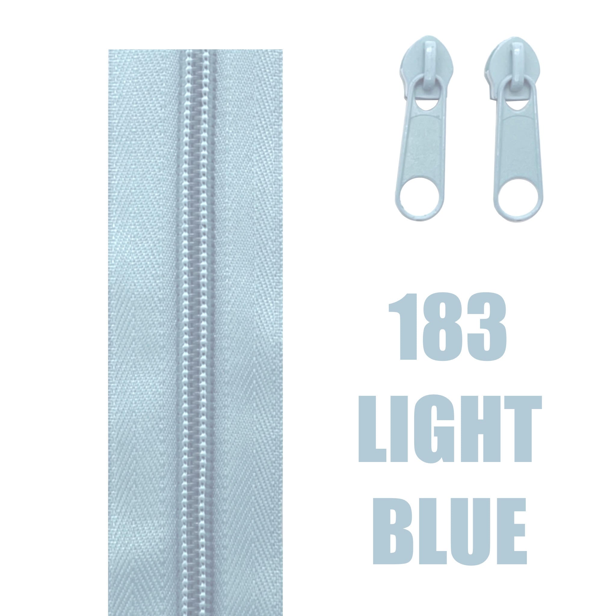 light blue continuous standard long chain zippers and tape in size 5