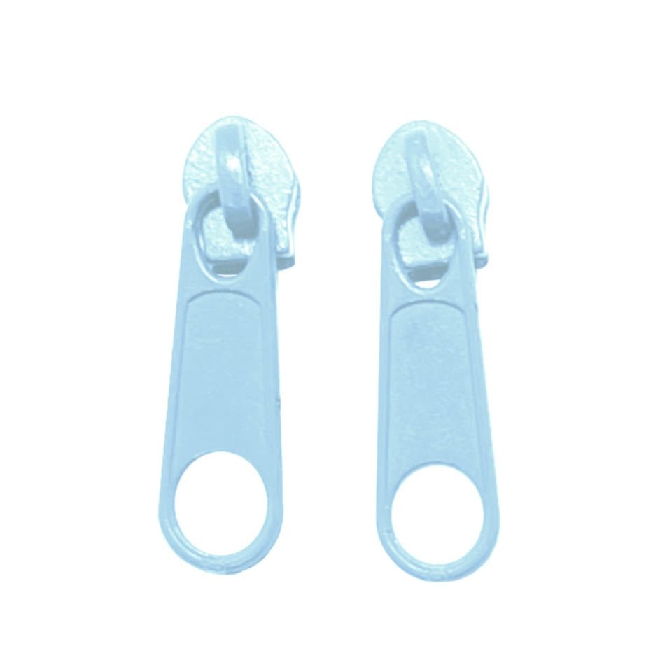 light blue continuous zipper in the standard style with teeth coil exposed.