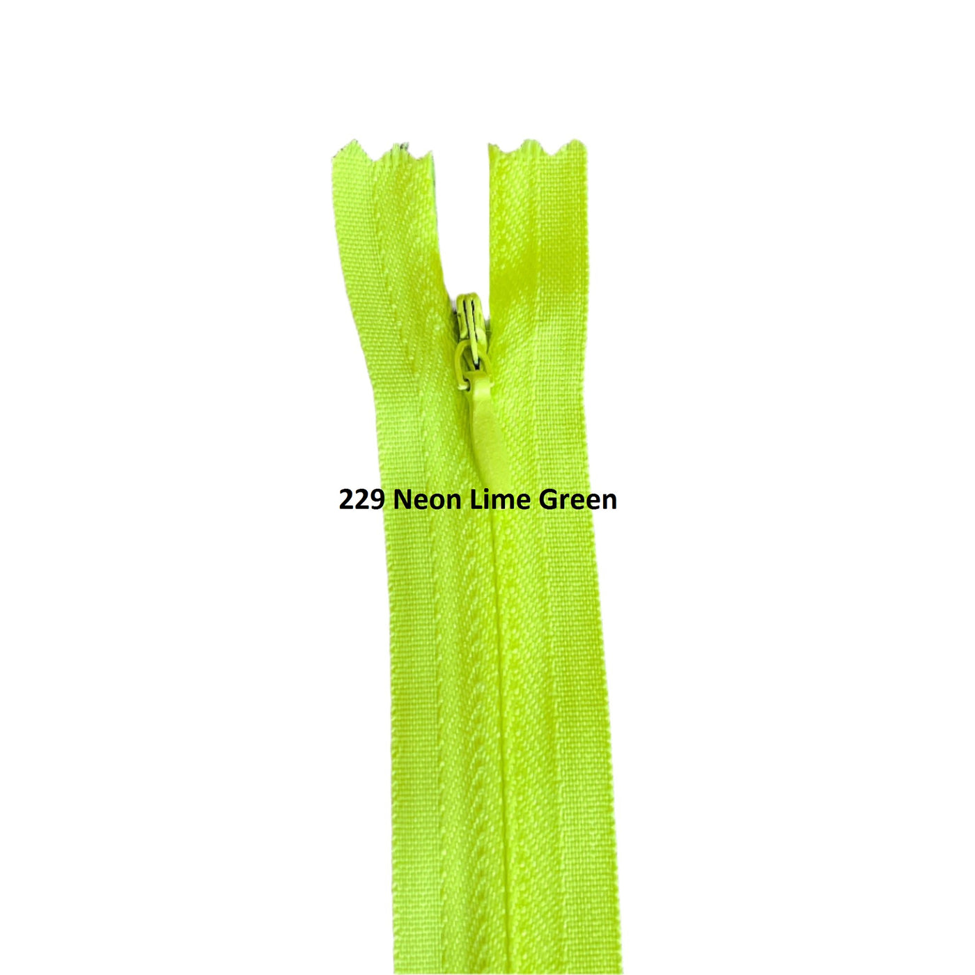 Invisible / Concealed Zippers  - Neon Lime Green