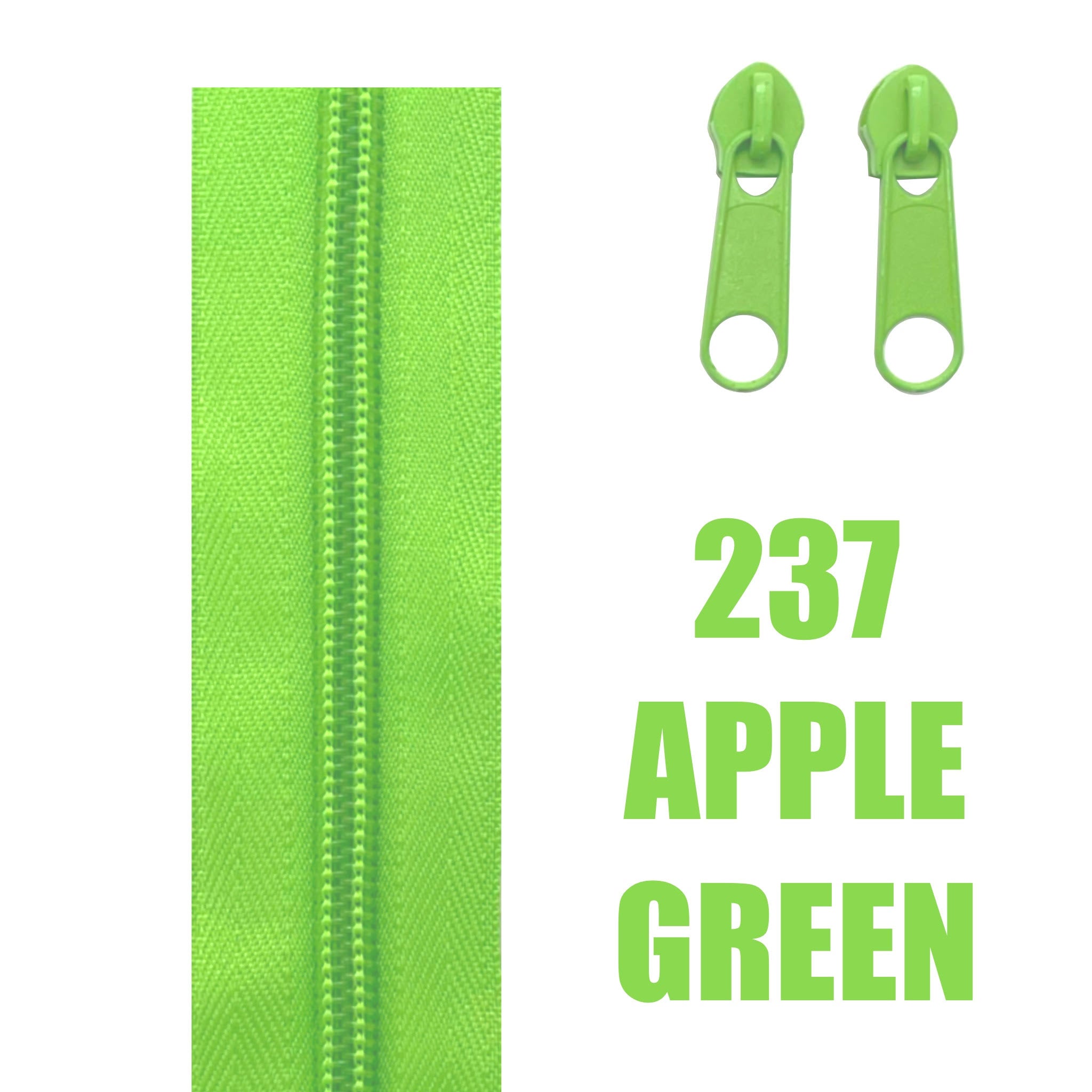 apple green continuous zippert tape and sliders