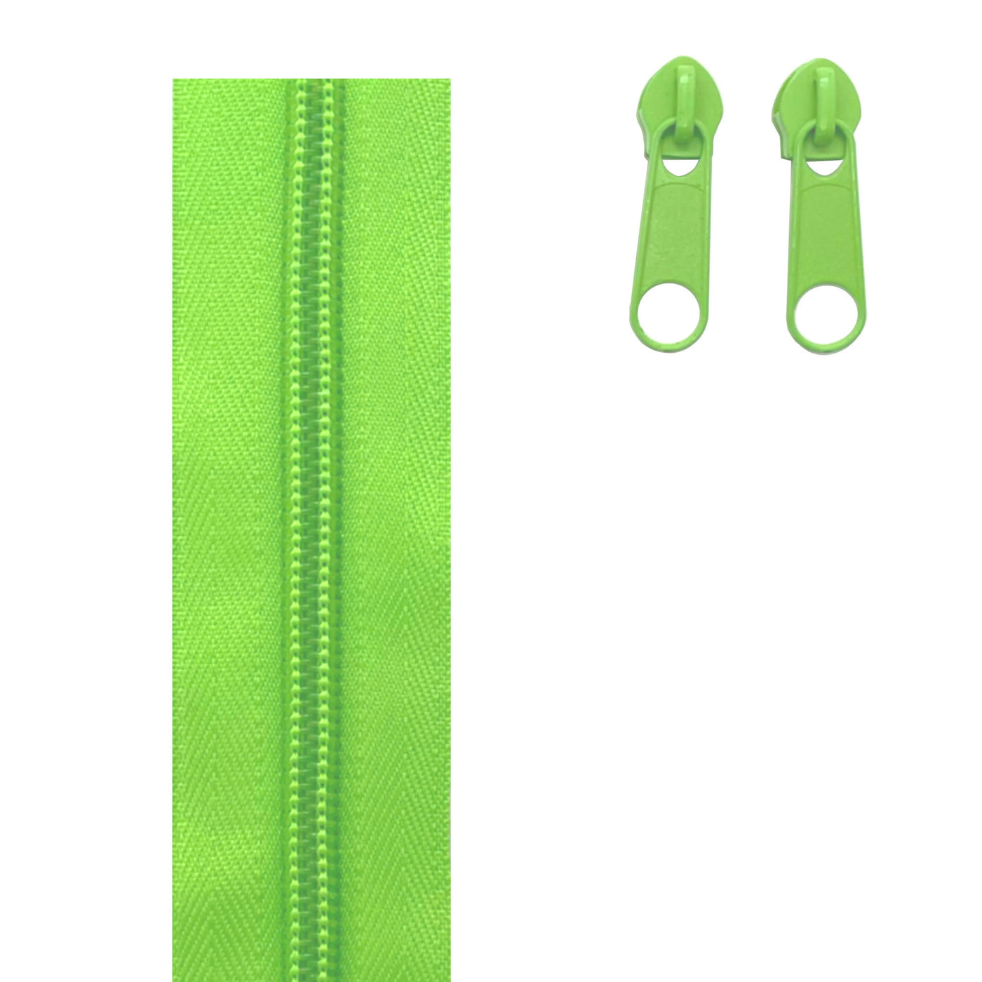 apple green continuous zippert tape and sliders