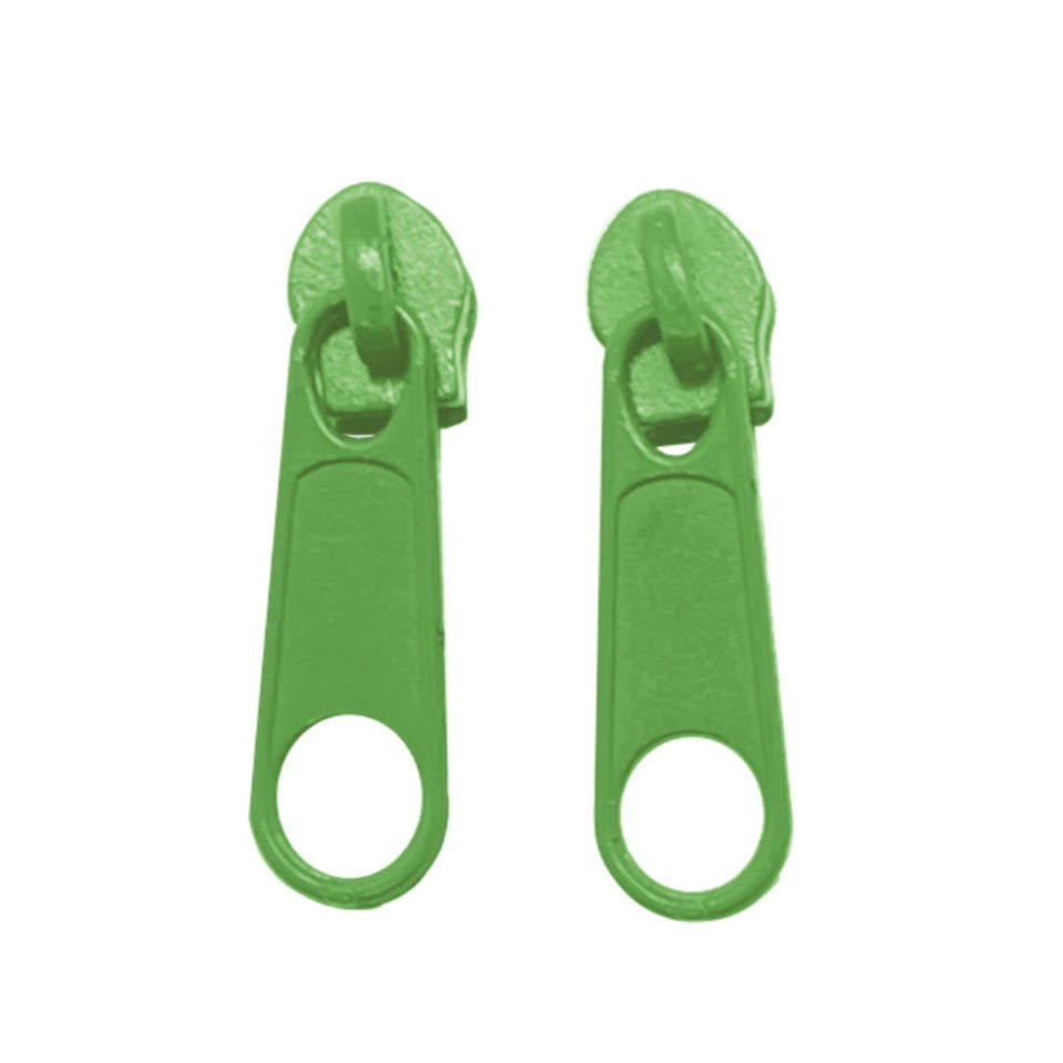 apple green continuous zipper in the standard style with teeth coil exposed.