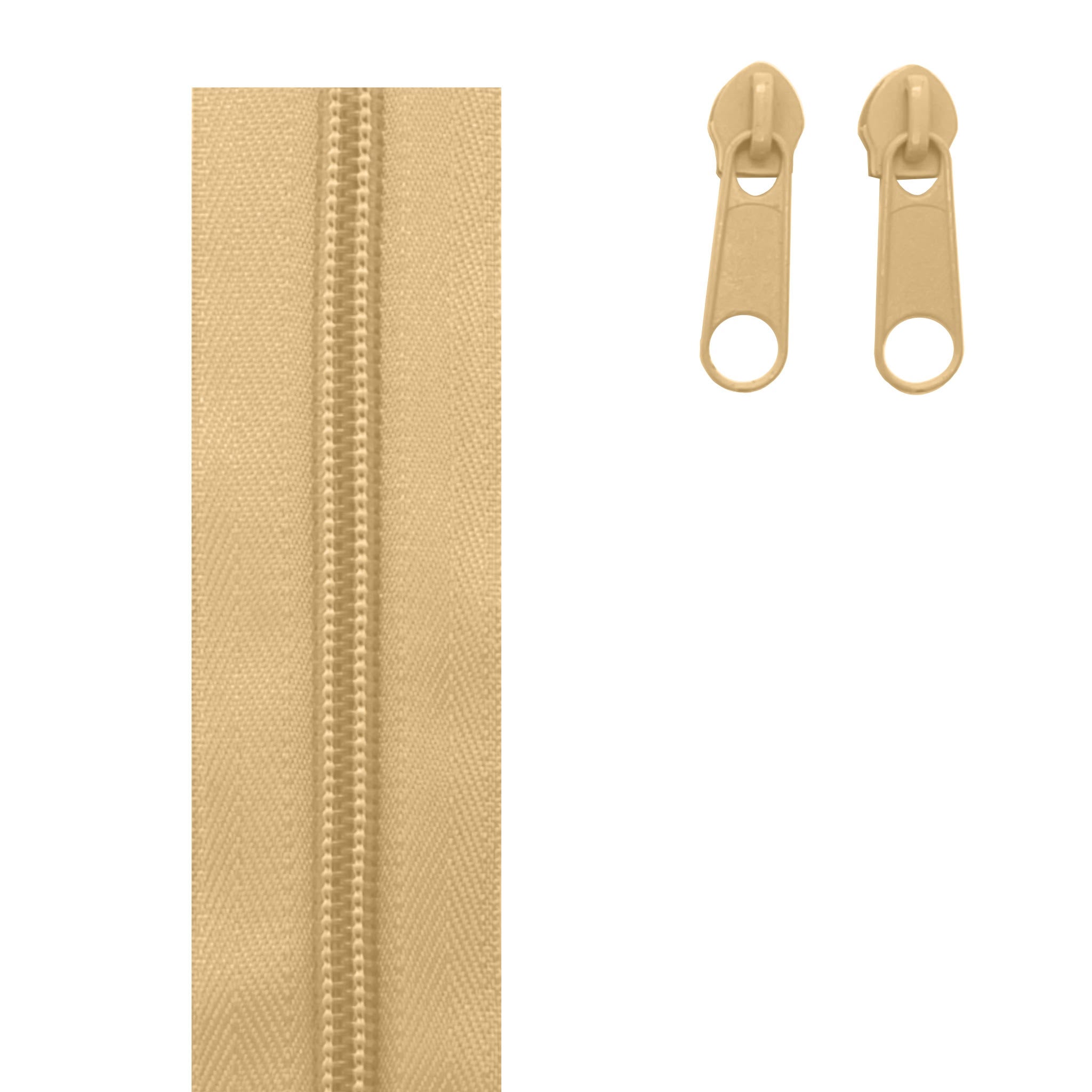 dark beige natural colour zipper tape and sliders in continuous style size 5