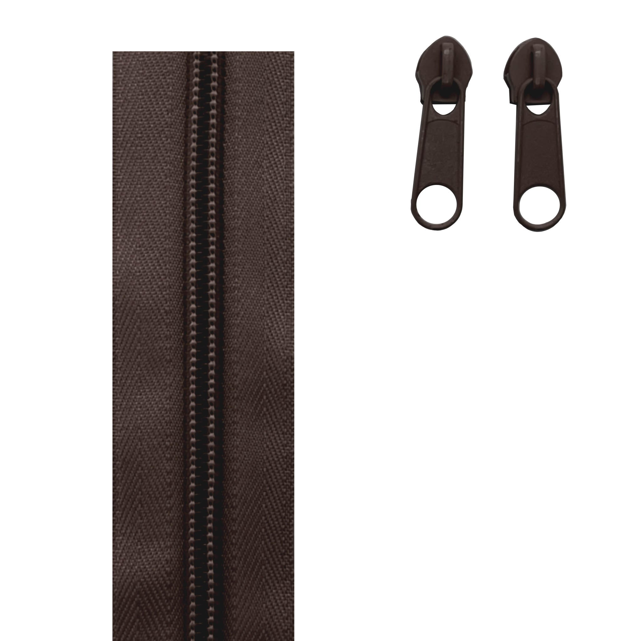 dark brown zipper tape and sliders in continuous style size 5