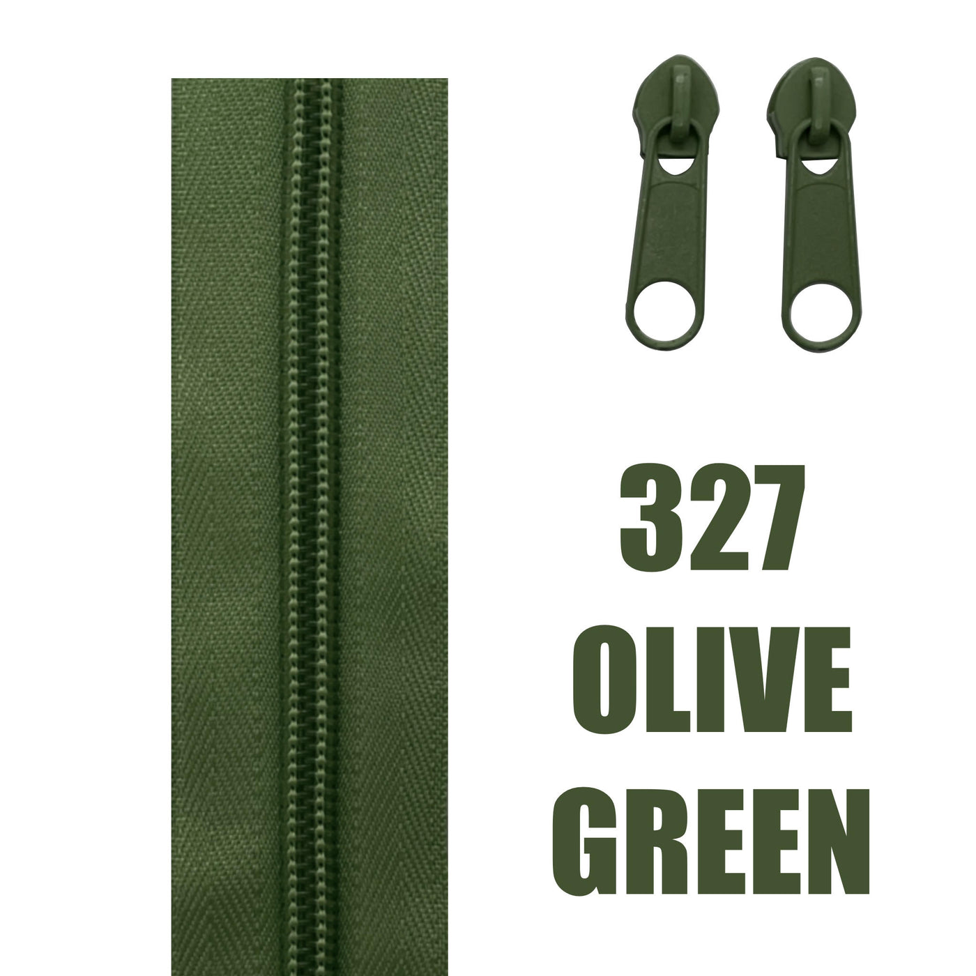 olive green zipper tape and sliders in continuous style size 5