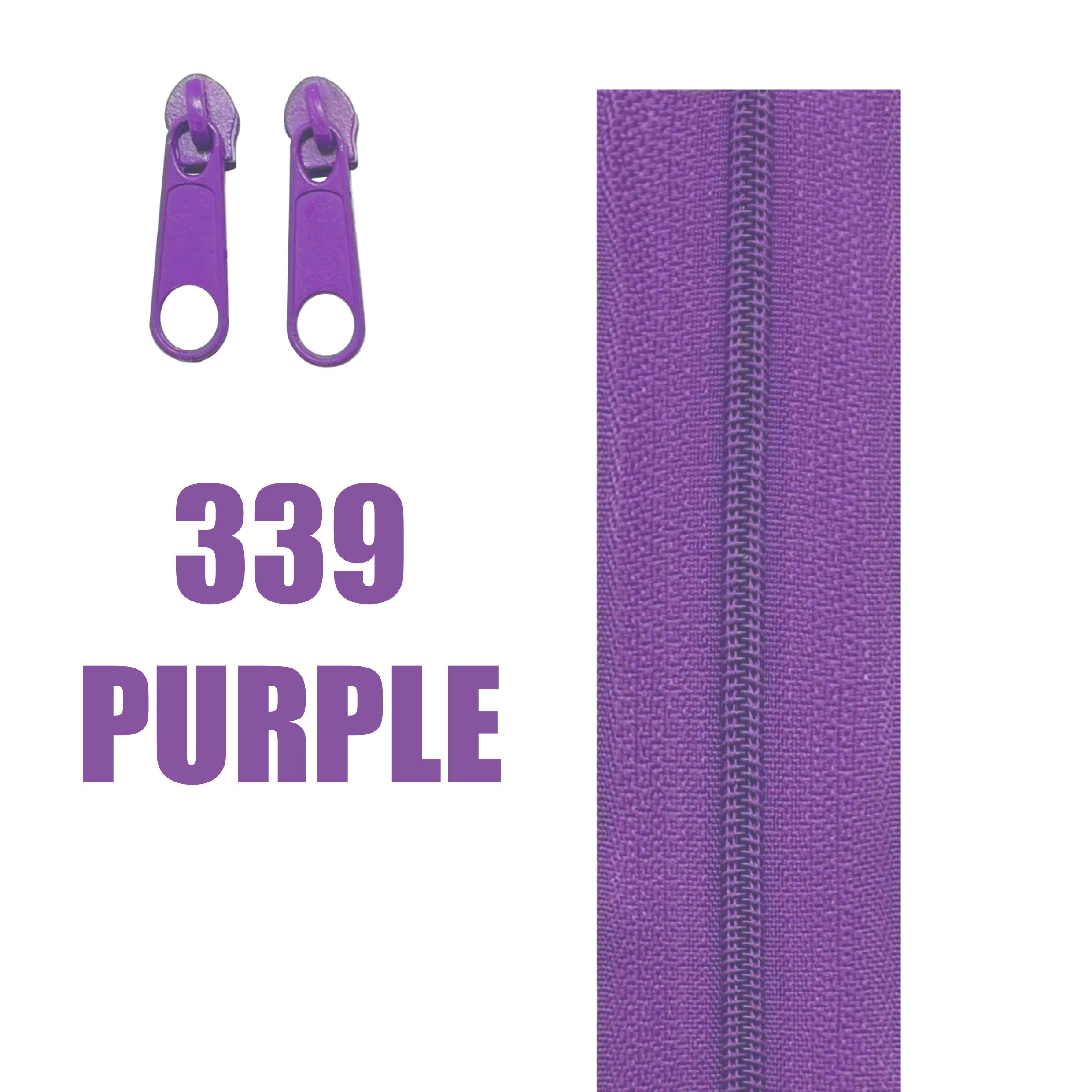 Purple continuous zipper in the standard style with teeth coil exposed.