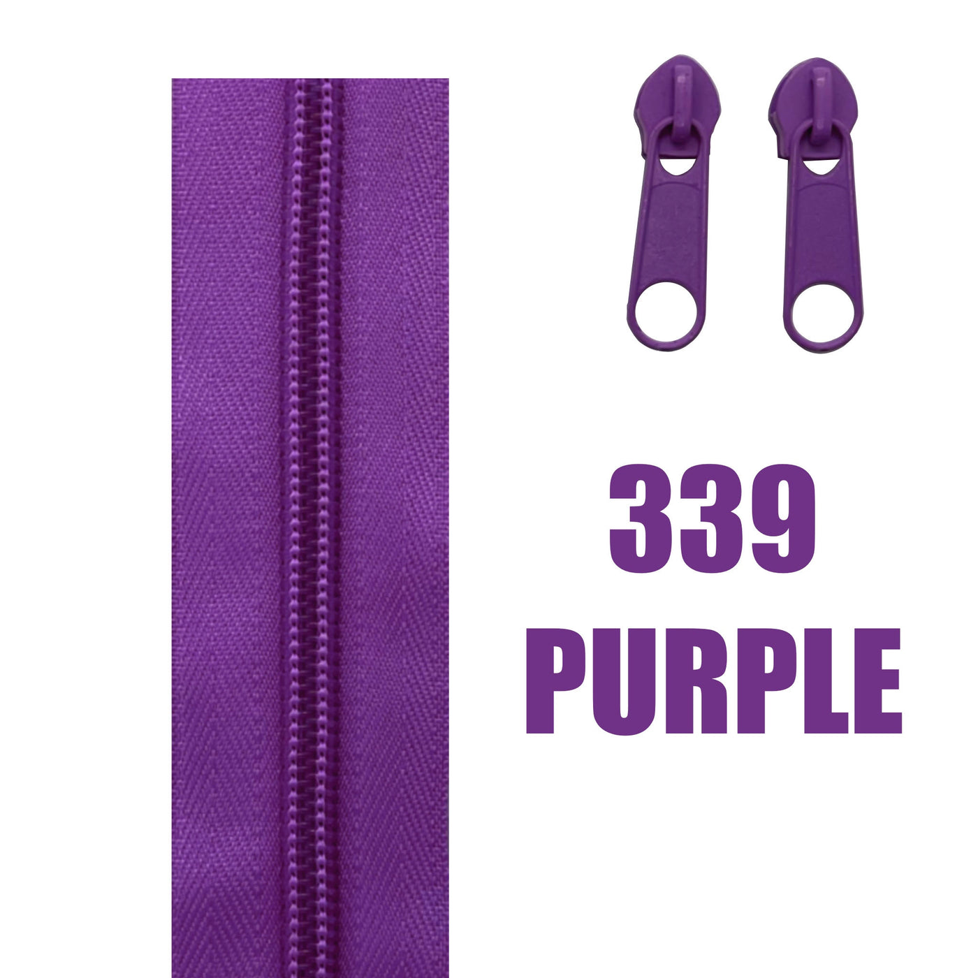 purple zipper tape and sliders in continuous style size 5