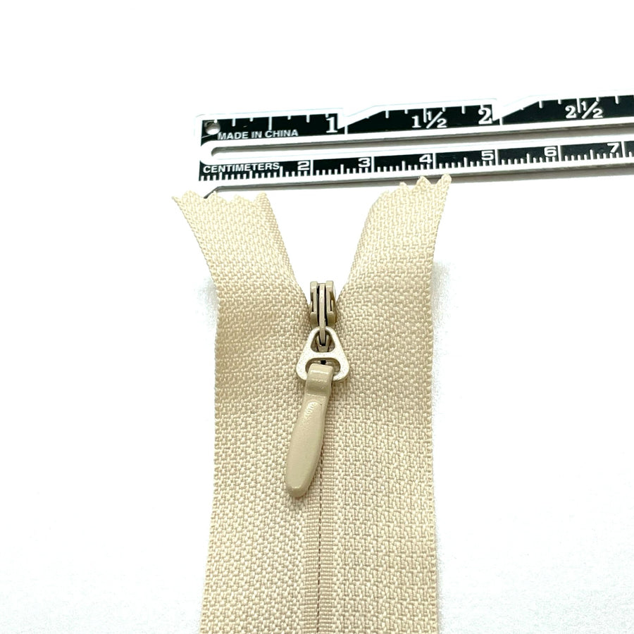 Beige invisible heavy duty zippers