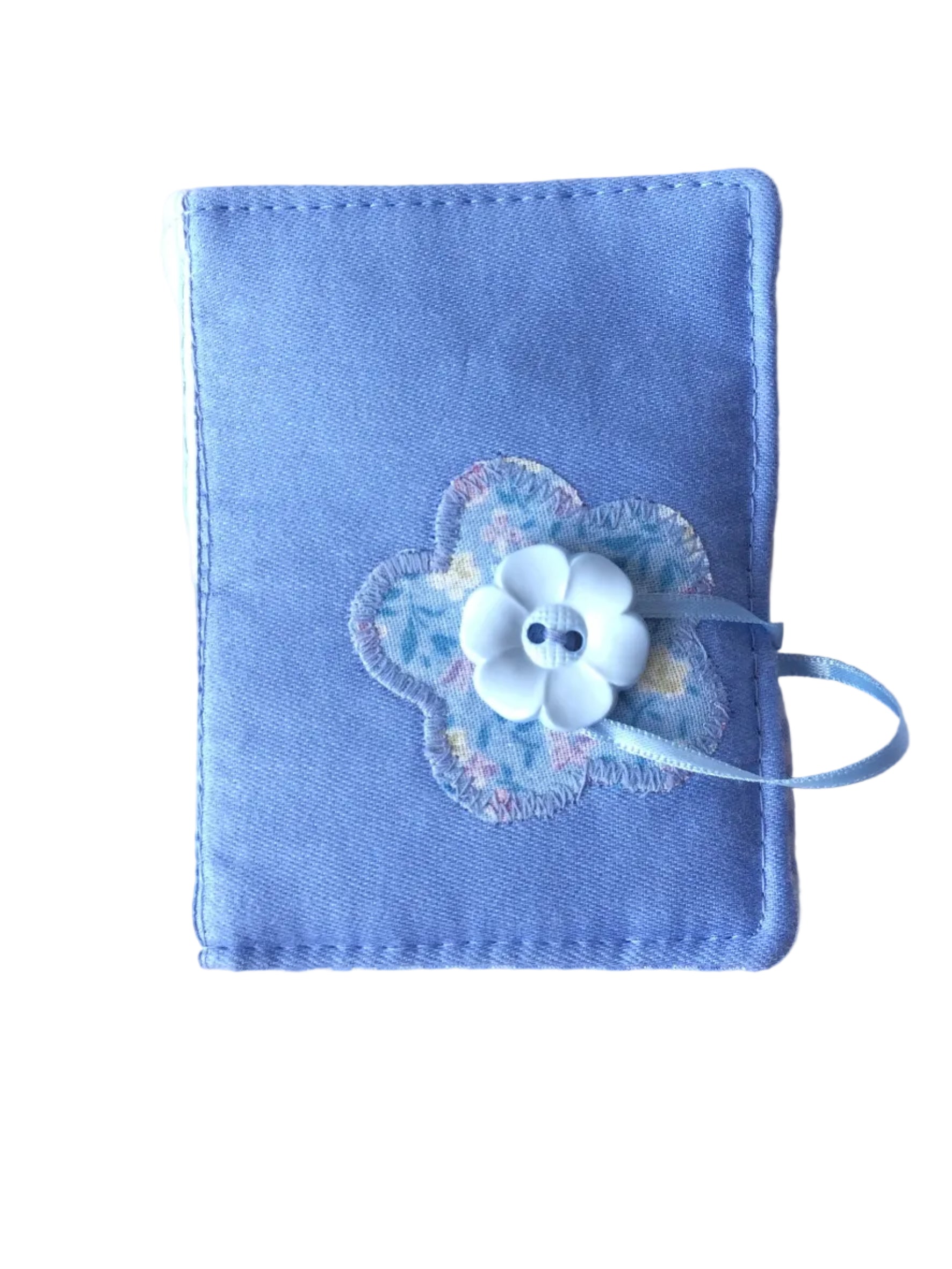 Handmade needle book patchwork sewing needle case blue floral