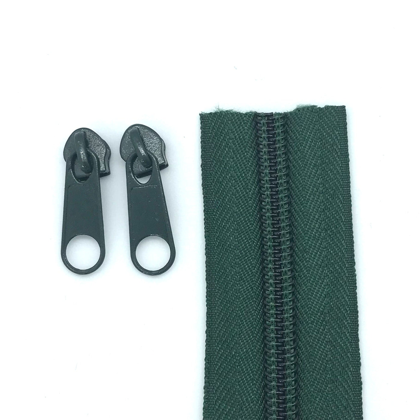 Dark bottle green continuous tape in standard style sizes #3 and #5