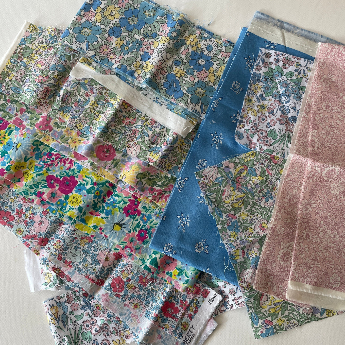 a bundle of off cuts of Flower Show Spring Liberty fabric collection