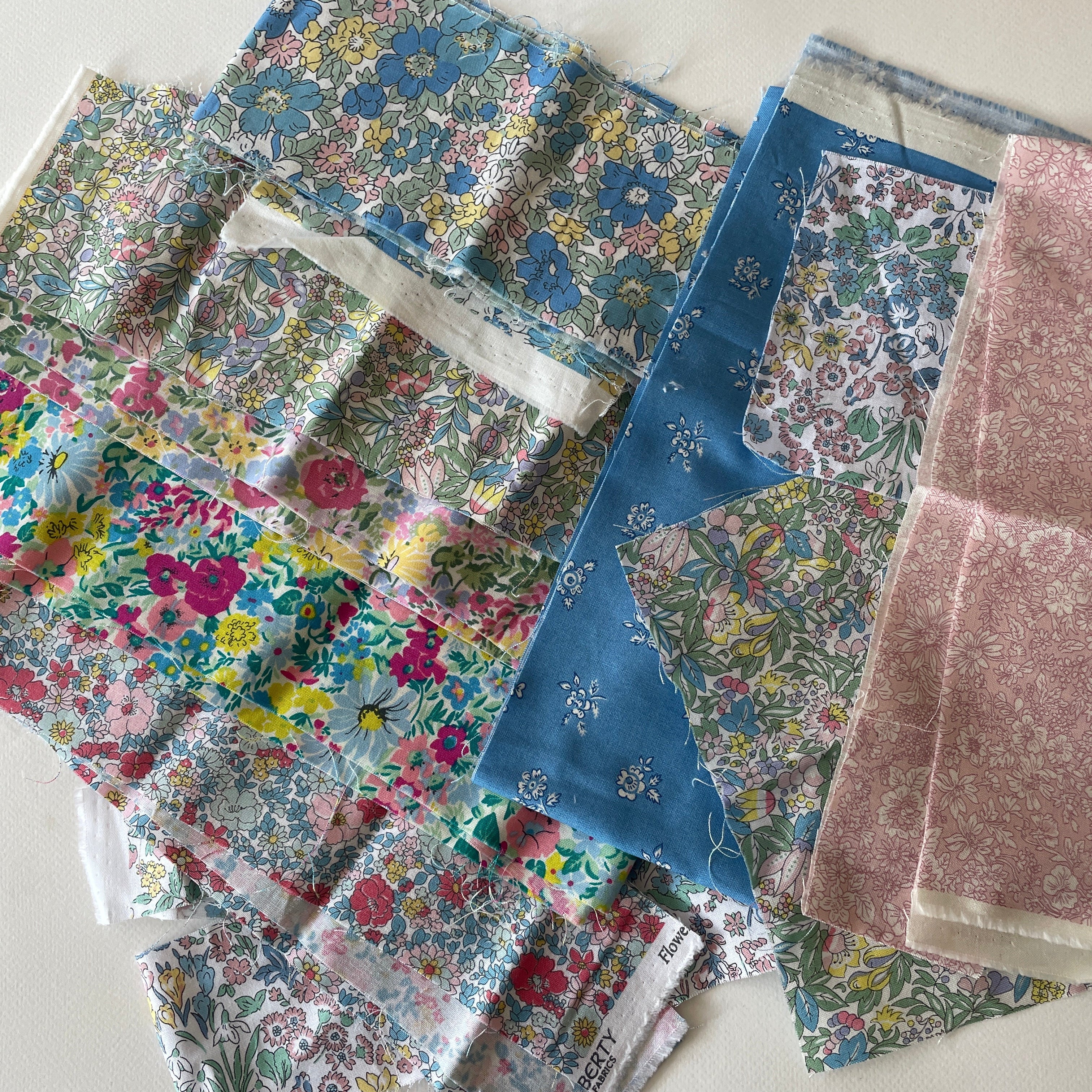a bundle of off cuts of Flower Show Spring Liberty fabric collection