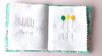 Handmade needle book patchwork sewing needle case green heart