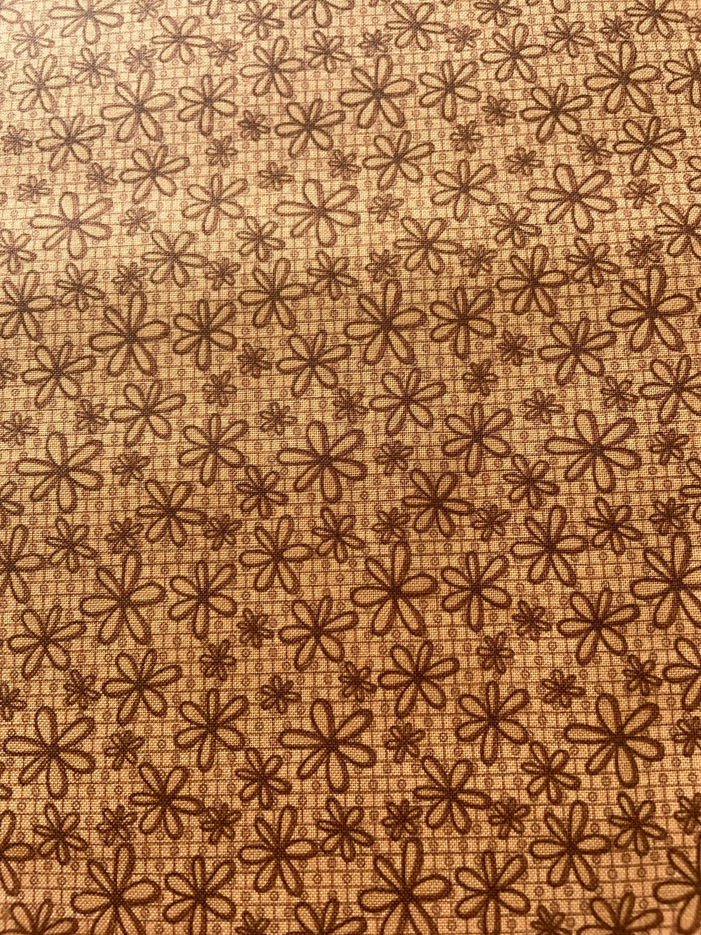 Red Rooster Quilting Cotton Fabric – Brown Beige Daisy Basically Hugs 25043
