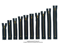 Black & Gold Metal Jean Zip – Closed End – 8cm (3¼")
