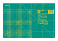 60cm x 45cm Olfa Self-healing, professional quality multi-purpose craft mat for 45cm x 30cm general cutting requirements.  Olfa cutting mat is the perfect mat when using Olfa rotary cutters or any Olfa cutting knives, Ideal for craft projects when cutting fabrics, paper, card, fabrics, fabric patterns,  etc... The cutting surface is self-healing and soft enough to protect the blade, at the same time the surface is hard enough to prevent deep incision, enabling the mat surface to self-healing