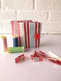 Handmade needle book patchwork sewing needle case red stripe
