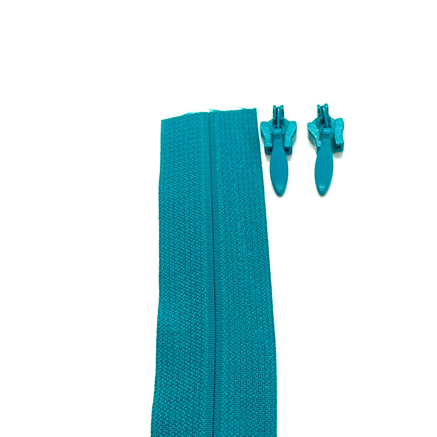 teal continuous heavy duty no 5 invisible zipper tape and sliders