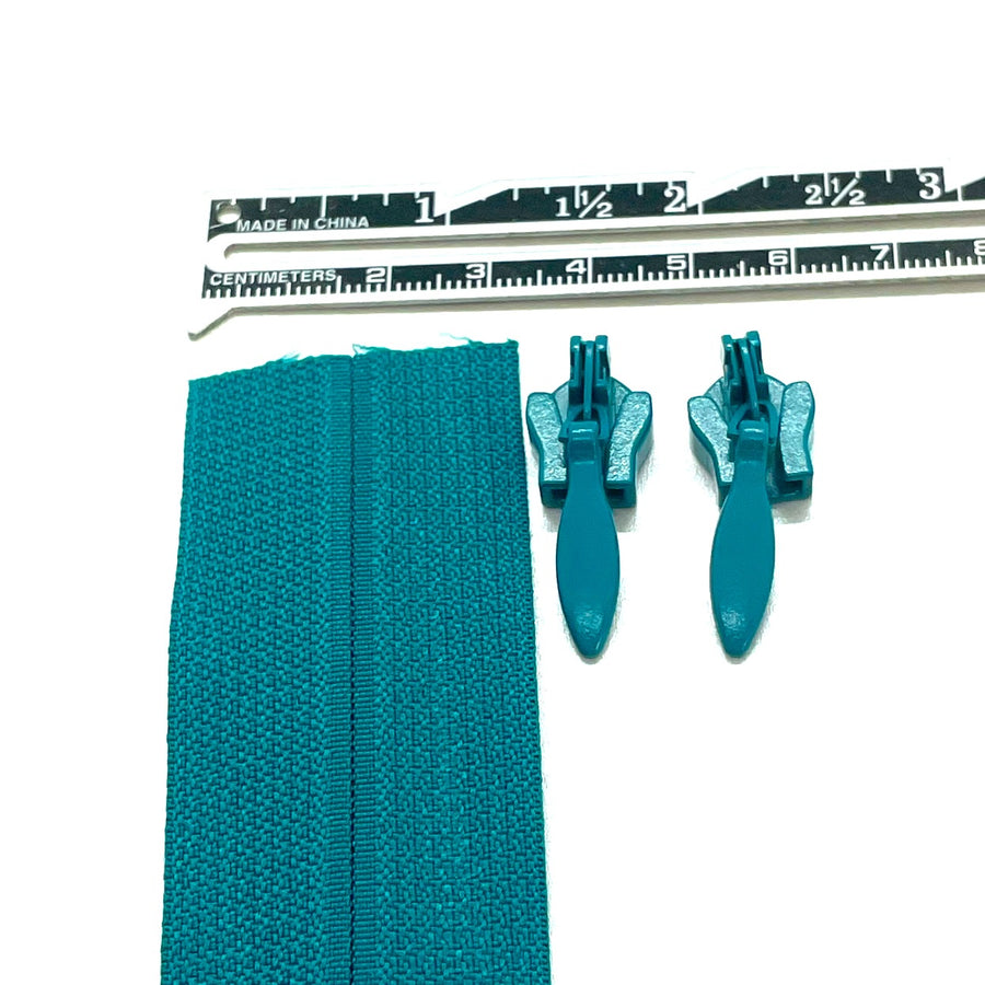teal continuous heavy duty no 5 invisible zipper tape and sliders