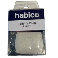 A packaged square piece of Habico Tailor's Chalk in its clear plastic blister pack with a navy and white cardboard header.