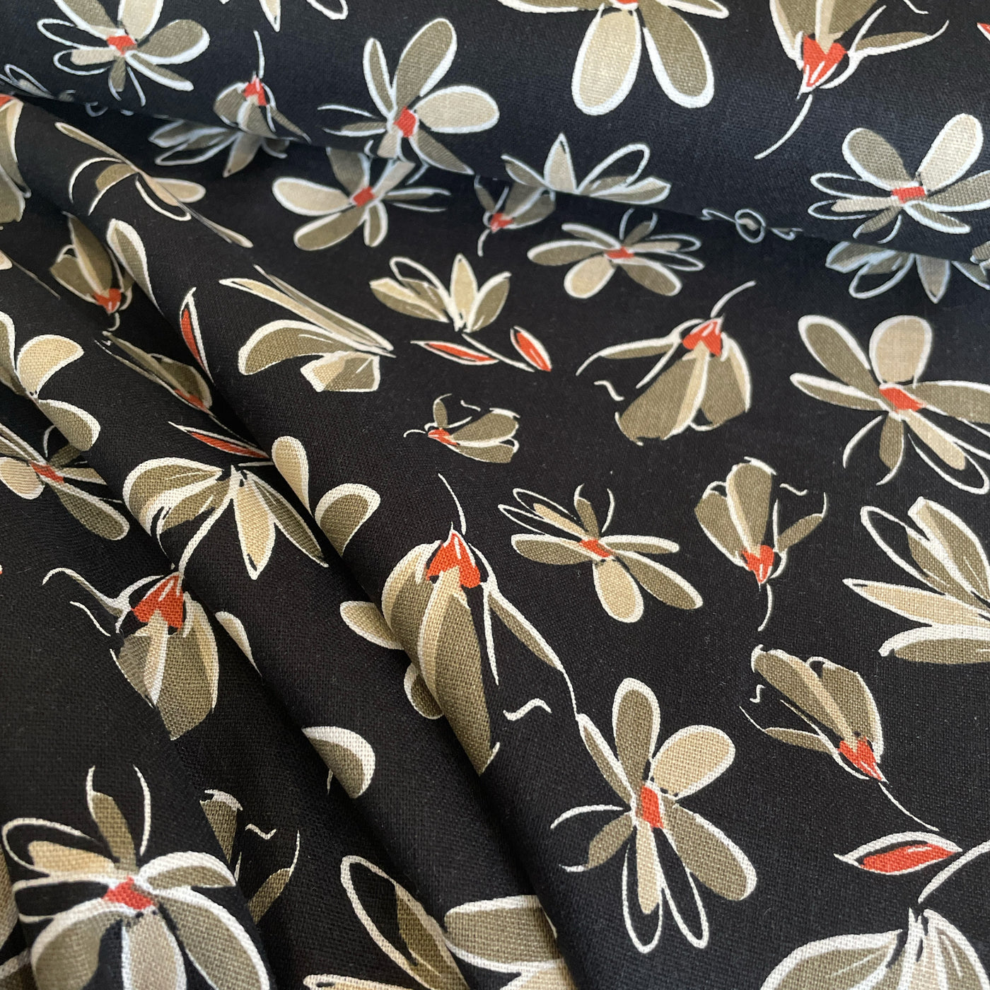 patterned linen dress fabric 100% LINEN Fabric floral stripe print - blue green 2153