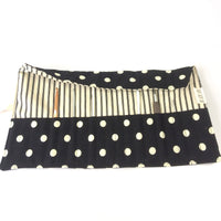 crochet hook roll made with canvas spotted material
