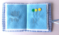 Handmade needle book patchwork sewing needle case blue floral
