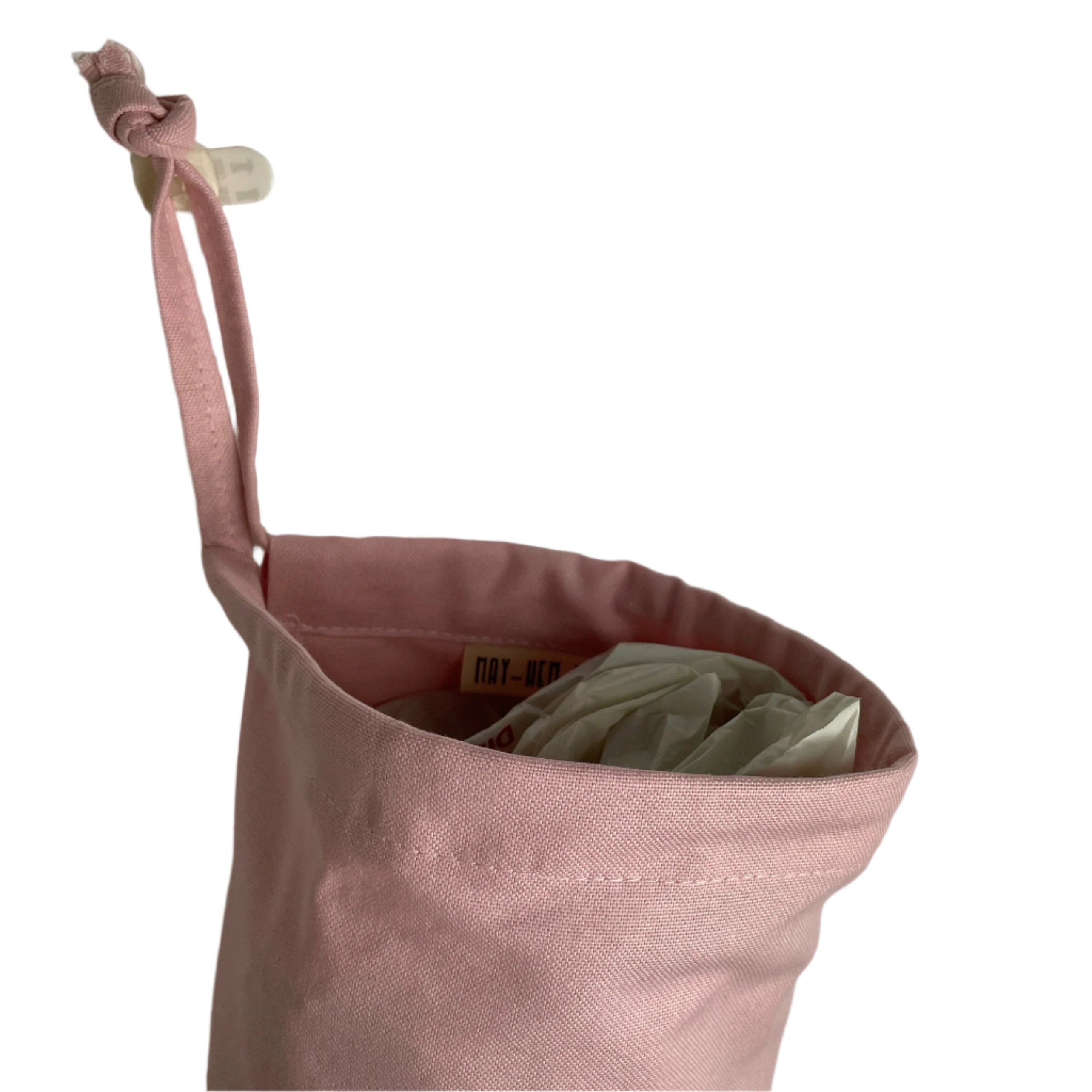 Pink plastic bag holder