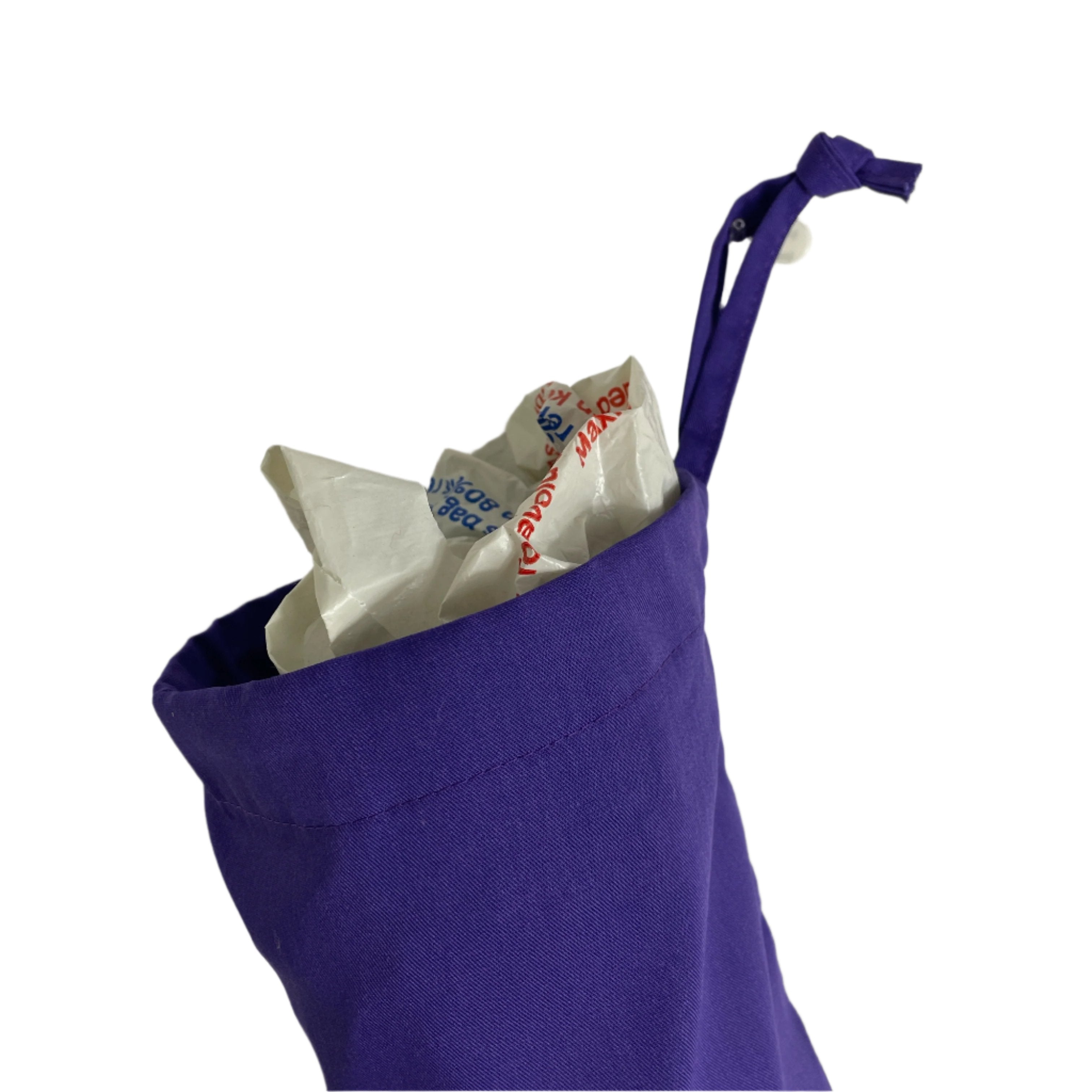 purple plastic bag holder
