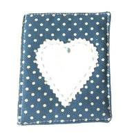 Handmade needle book patchwork sewing needle case blue heart detail