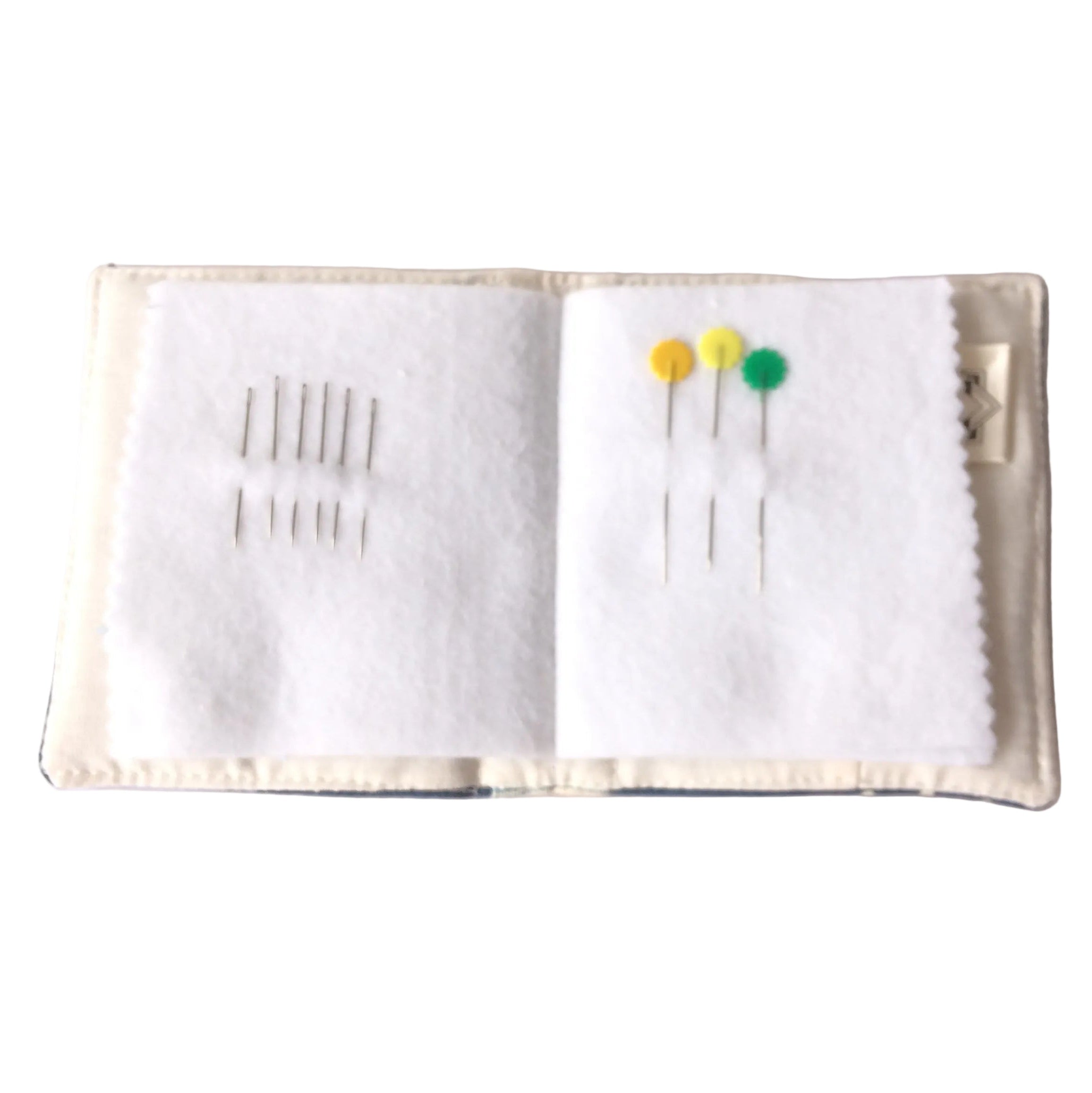 Handmade needle book patchwork sewing needle case blue heart detail